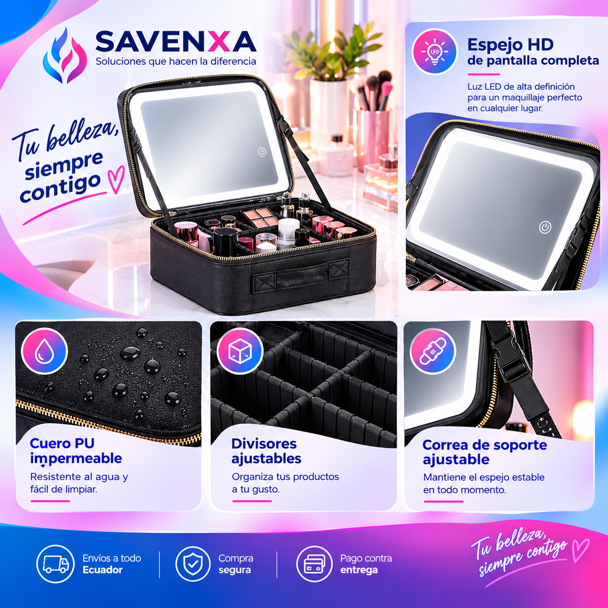 Cosmetiquera Estudio LED Espejo
